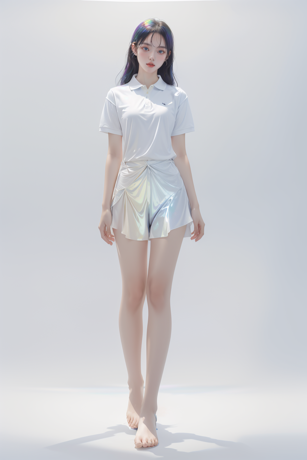 18856-1634807247-1girl, full body, polo shirt, iridescence, jewelry, white background, long hair,_lora_liuli3beta_1.2_.png